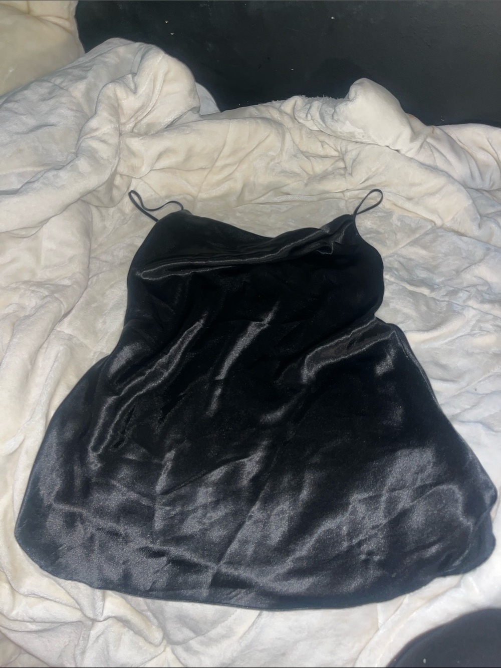 Vintage Inner Most Black Satin Cowl Neck Slip Dress